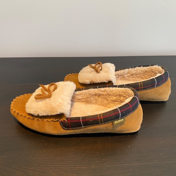 BARBOUR Darcie Faux Shearling Moccasin in Tan Suede - Size 8 - Picture 6 of 10